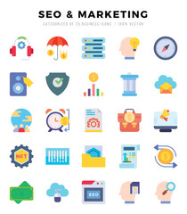 Set of SEO & MARKETING Icons. Simple line art style icons pack.for website and mobile site and apps.