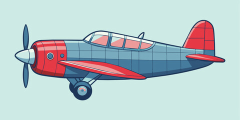 A cartoon propeller plane is soaring through the sky