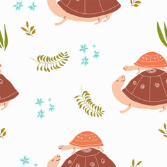 Seamless pattern, background, wallpaper with animals, mothers day, vector illustration hand drawn.