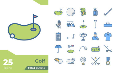 Golf Sport Filled Color Icons