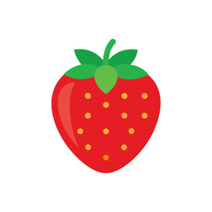 Red strawberry fruit flat vector illustration on white background