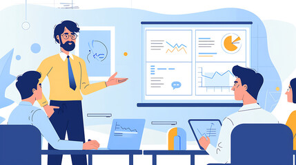 Fototapeta premium Presenting a business plan Planning and preparing content to present strategic directions