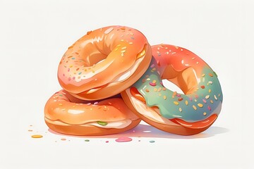 two donuts on white background - Powered by Adobe