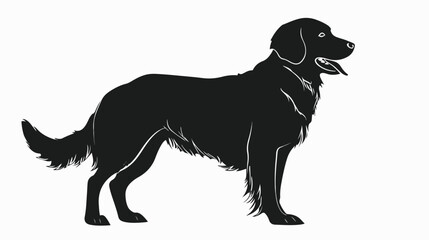 Dog full length black silhouette side view. Vector illustration