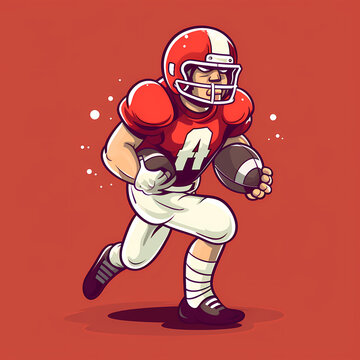 recommend clip art: American Football Player with Ball in field,Cartoon quarterback picture,vector illustration cartoon.