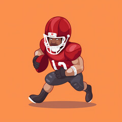 American Football Player with Ball in field,Cartoon quarterback picture,vector illustration cartoon.