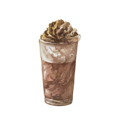 
Coffee grains branch with leaves hand drawn cappuccino morning Americano cup tile Italian watercolor set
