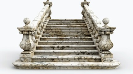 Vintage stone staircase with rising steps, banknotes adorning each step, isolated on white background, clear background