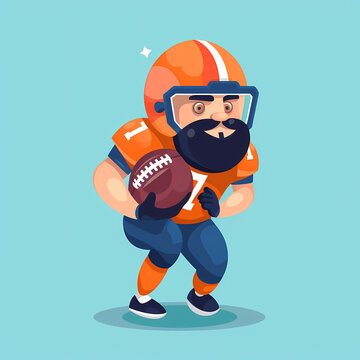 recommend clip art: American Football Player with Ball in field,Cartoon quarterback picture,vector illustration cartoon.