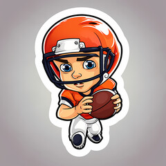 American Football Player with Ball in field,Cartoon quarterback picture,vector illustration cartoon.