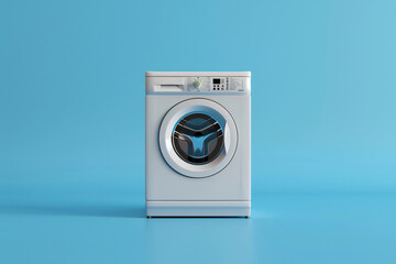 a white washing machine on a blue background