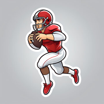 recommend clip art: American Football Player with Ball in field,Cartoon quarterback picture,vector illustration cartoon.