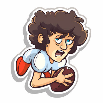 recommend clip art: American Football Player with Ball in field,Cartoon quarterback picture,vector illustration cartoon.