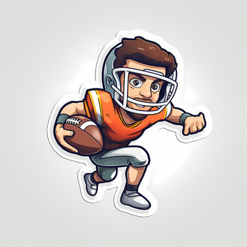 recommend clip art: American Football Player with Ball in field,Cartoon quarterback picture,vector illustration cartoon.