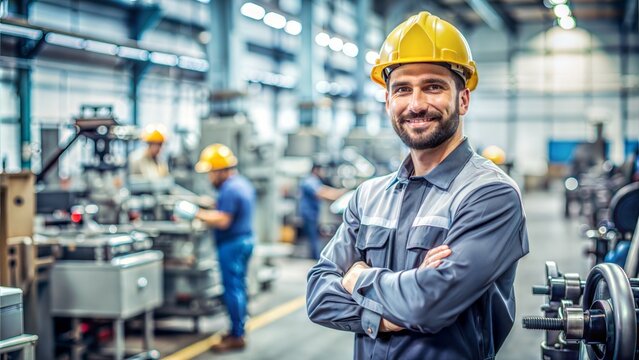 A portrait of a mechanical engineer, possibly with machinery or mechanical components in the background, conveying the concept of mechanical engineering and innovation.
