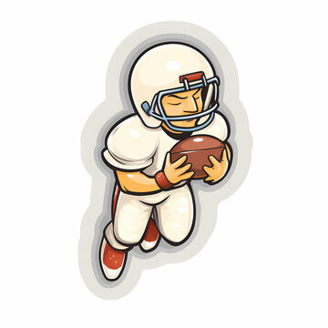 recommend clip art: American Football Player with Ball in field,Cartoon quarterback picture,vector illustration cartoon.