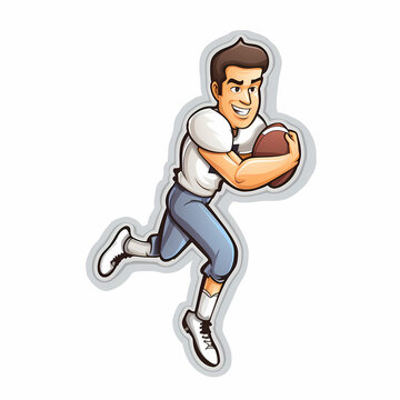 recommend clip art: American Football Player with Ball in field,Cartoon quarterback picture,vector illustration cartoon.