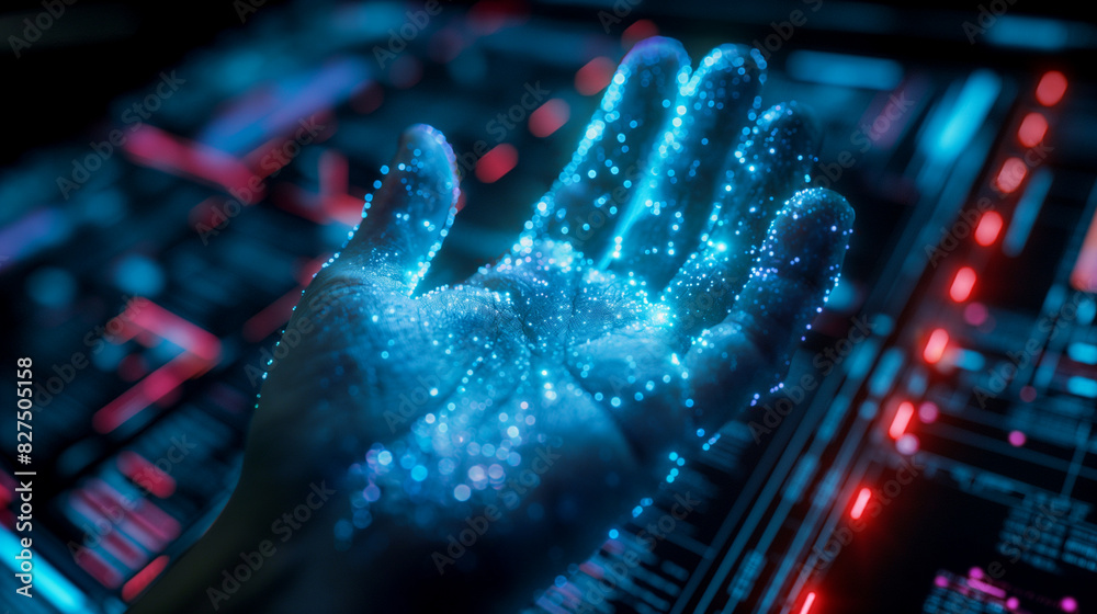 Poster fingerprint authentication biometric verification system futuristic cyber security technology secure