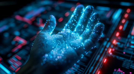 fingerprint authentication biometric verification system futuristic cyber security technology secure digital data cyber tech wallpaper, background 