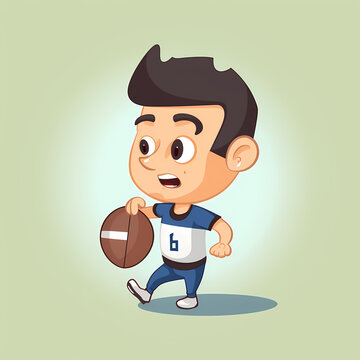 recommend clip art: American Football Player with Ball in field,Cartoon quarterback picture,vector illustration cartoon.