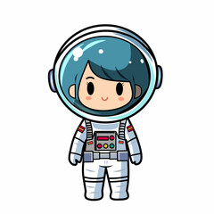 Cute astronaut kids vector image illustration. Flat design style