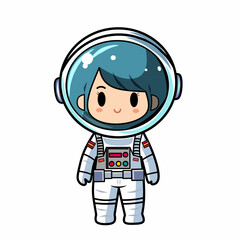 Cute astronaut kids vector image illustration. Flat design style