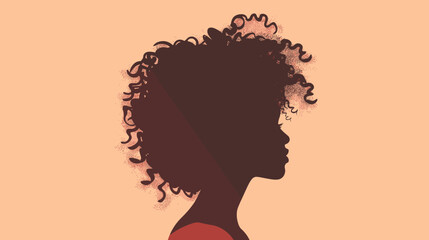 Silhouette of Confident African Woman with Curly Hair, Empowering Female Portrait for Women's Day