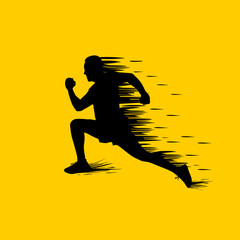 silhouette of man running at high speed sprint running vector illustration