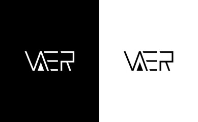 Obraz premium Vaer Text Letter Label Vector Template Design Illustration