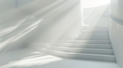 Fototapeta premium Abstract artistic staircase with ascending steps, each step featuring gold coins, isolated on white background, copy space