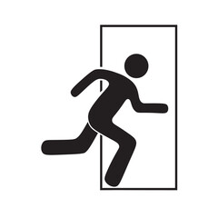 vector flat icon of person running towards the exit
