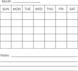 Empty Monthly calendar. Daily planner symbol. Organizer diary. flat style.