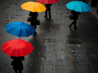 rainy day umbrella vintage city street art