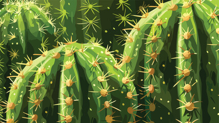 Green spiny cactus close up Cartoon Vector style vector