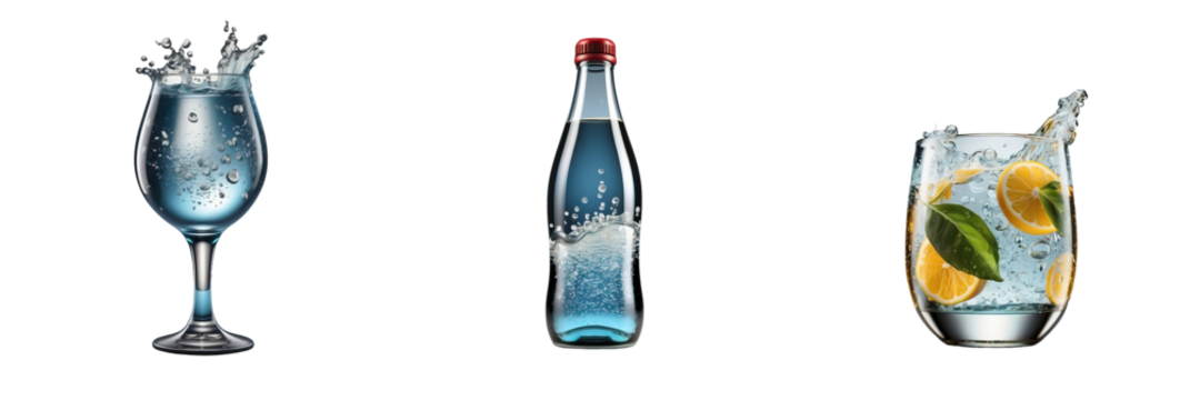 sparkling water isolated on transparent background