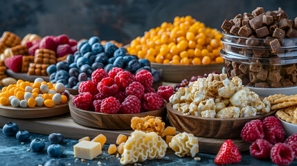 Photo realistic image of a nutritionist presenting healthy snacks with a glossy backdrop showcasing the nutritional benefits and appeal of healthy snacking   High resolution concep