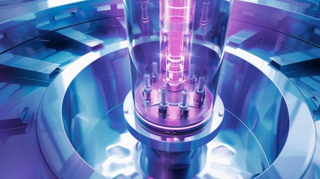 A boiling water reactor (BWR) in operation, highlighting the direct steam production within the reactor vessel, in a technical illustration style. --ar 16:9 --style raw