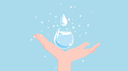 Hand holds waterdrop in neumorphism style. Icons 
