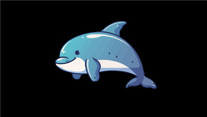 friendly cute blue sea mammal dolphin jumping out water single icon generative ai