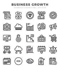 Collection of Business Growth 25 Lineal Icons Pack.