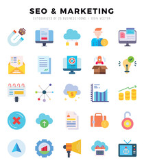 icons set. SEO & MARKETING for web. app. vector illustration.