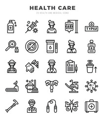 HEALTH CARE elements. Lineal web icon set. Simple vector illustration.