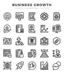 Set of 25 Business Growth Lineal Icons Pack.