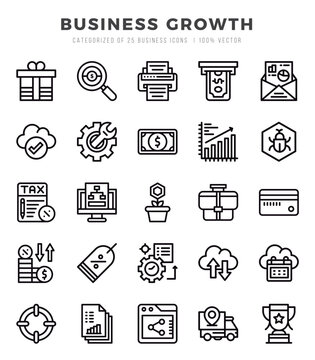 Business Growth Icons bundle. Lineal style Icons. Vector illustration.