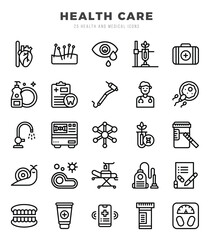 Set of HEALTH CARE Icons Lineal icons collection.