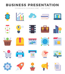 Set of Business Presentation Icons. Simple line art style icons pack.for website and mobile site and apps.