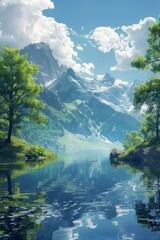 Tranquil Mountain Lake Reflection