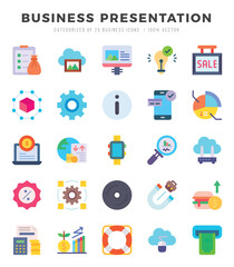 Collection of Business Presentation 25 Flat Icons Pack.