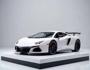 A sleek white sports car gleams in vector illustration style, ready for a fast drive Generative AI