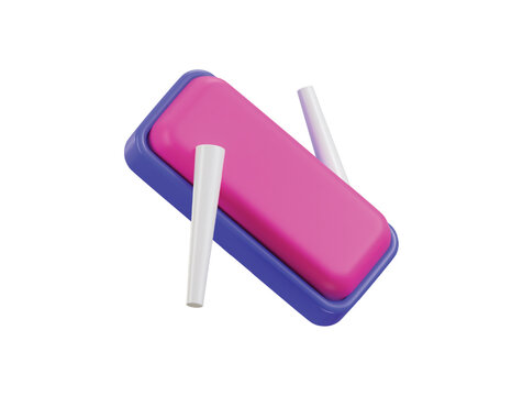 recommend clip art: chalk and duster icon 3d rendering vector illustration